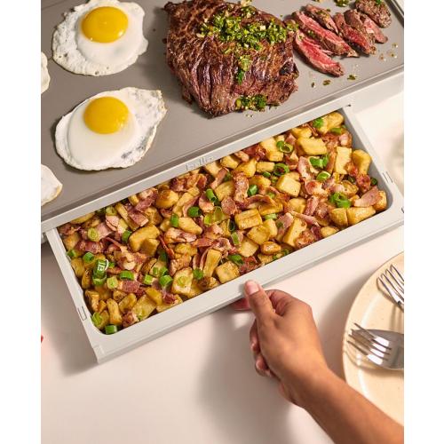 Bella 10 x 20 Electric Griddle with Warming Tray - Tan/Beige - No Size