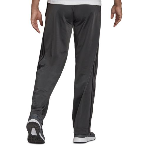 Size M adidas Men's Primegreen Essentials Warm-Up Open Hem 3-Stripes Track Pants - Gray