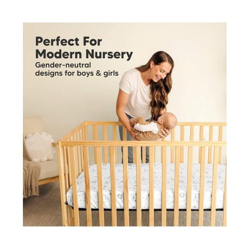 KeaBabies 2pk Soothe Waterproof Fitted Mini Crib Sheets for Girl, Boy, 100% Organic Soft Cotton Pack and Play Sheets - Gray