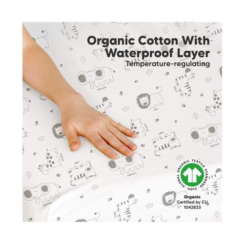KeaBabies 2pk Soothe Waterproof Fitted Mini Crib Sheets for Girl, Boy, 100% Organic Soft Cotton Pack and Play Sheets - Gray