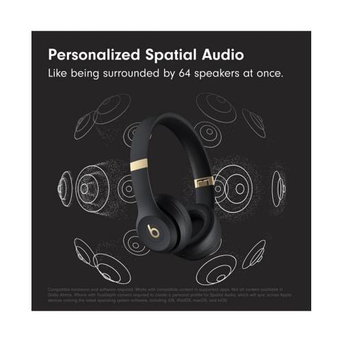 Black and Gold Beats Solo 4 - Wireless Bluetooth On-Ear Headphones, Apple & Android Compatible, Up to 50 Hours of Battery Life - Black & Gold - Black