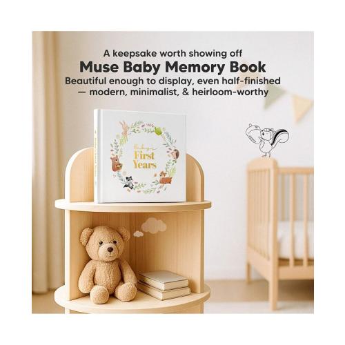 KeaBabies Baby Muse Memory Book Keepsake for Girl, Boy, First 5 Year Journal Milestone Book, 100 Beautiful Pages - White