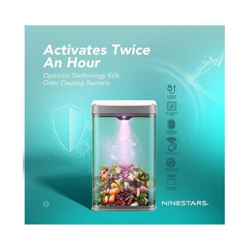 Ninestars Nova Series 13 Gallon Odor Elimating Automatic Kitchen Trash Can - Silver