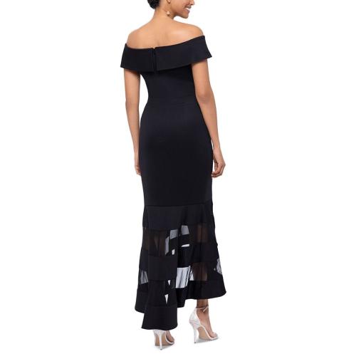 XSCAPE Women's Illusion High-Low Fit & Flare Dress - Black - 14