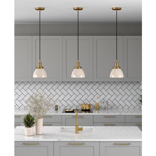 Hudson & Canal Madison 8 Metal Shade Wide Pendant - White