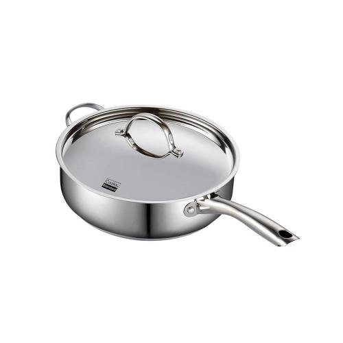 Cooks Standard 4-Quart Stainless Steel Saute Pan with Lid, 10.5-inch Deep Frying Pan Induction Cookware, Oven Safe Large Skillet Jumbo Cooker with Stay-Cool Helper Handle - Silver