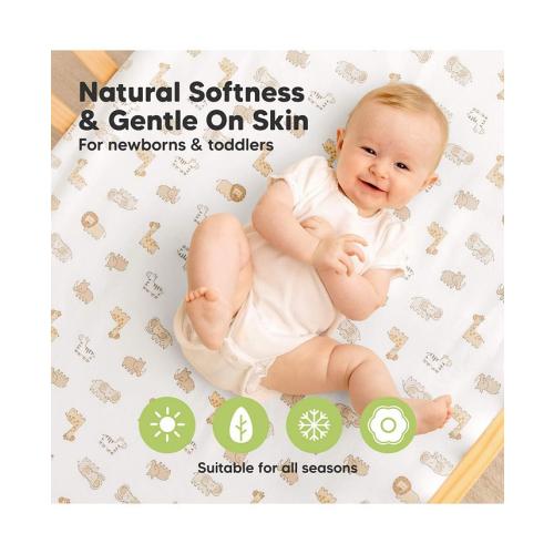KeaBabies 2pk Soothe Waterproof Fitted Mini Crib Sheets for Girl, Boy, 100% Organic Soft Cotton Pack and Play Sheets - Gray