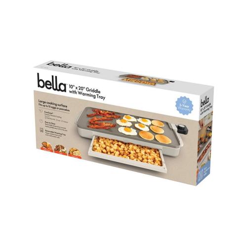 Bella 10 x 20 Electric Griddle with Warming Tray - Tan/Beige - No Size