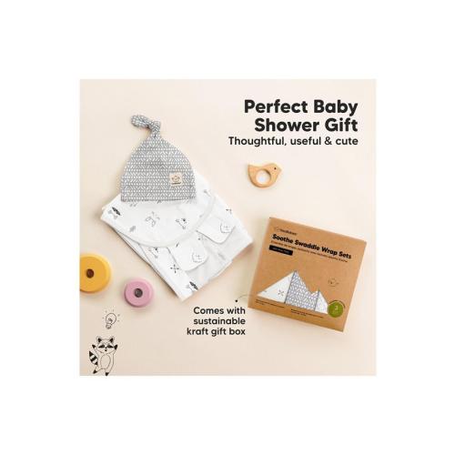3pk Organic Swaddle Sleep Sacks with Knot Hats, Newborn 0-3 Months - Multi - ONE SIZE