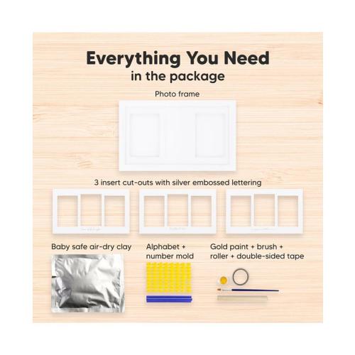 Duo Baby Hand and Footprint Kit, Baby Handprint Kit, Newborn Photo Frame, Baby Keepsake for New Mom - White
