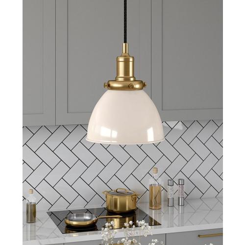 Hudson & Canal Madison 8 Metal Shade Wide Pendant - White