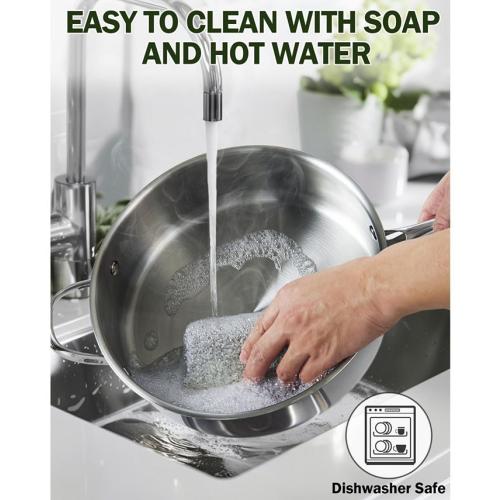 Cooks Standard 4-Quart Stainless Steel Saute Pan with Lid, 10.5-inch Deep Frying Pan Induction Cookware, Oven Safe Large Skillet Jumbo Cooker with Stay-Cool Helper Handle - Silver