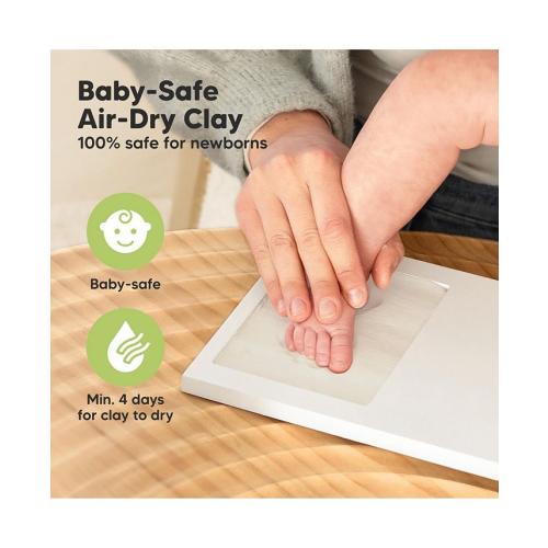 Duo Baby Hand and Footprint Kit, Baby Handprint Kit, Newborn Photo Frame, Baby Keepsake for New Mom - White