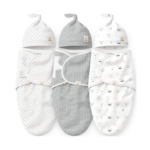 3pk Organic Swaddle Sleep Sacks with Knot Hats, Newborn 0-3 Months - Multi - ONE SIZE