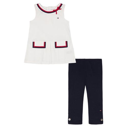 Tommy Hilfiger Girls' 4-6X Round Neck Top and Cropped Leggings, 2-Piece Set - Multi - 6