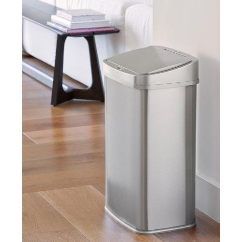 Nine Stars 13.2 Gallon Stainless Steel Sensor Trash Can with Silver Trim - Silver ( little sunken see the pictures )