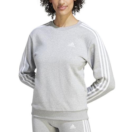 Size ... XL...adidas Women's 3-Stripe Cotton Fleece Crewneck Sweatshirt - Gray - XL