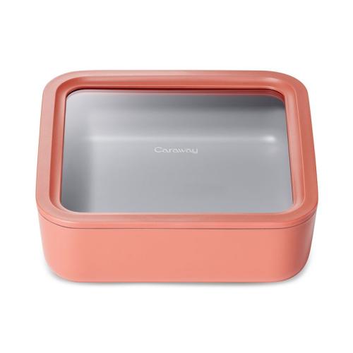 Caraway 10-Cup Glass Food Storage Container with Lid - Pink