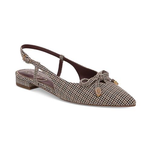 Women Brown-8M Circus NY by Sam Edelmann's Lafayette Pointed-Toe Slingback Bow Flats