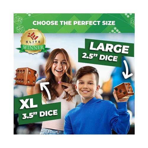 SWOOC - Yardzee, Farkle & 20  Games - Light-Weight Yard Dice Game Set (All Weather) with Wood Bucket, 5 Score Cards, and Marker