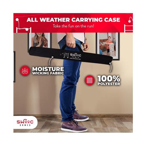 SWOOC Wooden Ladder Ball Game Set (Weather Resistant) - With 10 Games & Carrying Case - Easy, No Tool Asssembly - Yard Games - Brown - Medium