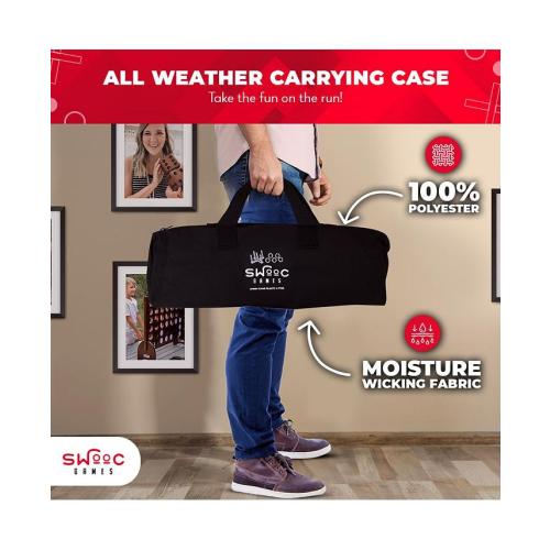 SWOOC Rustic Ring Toss Outdoor Game (All Weather) - 15  Games Included - Vintage Wood & Rope Ring Toss Yard Game - Toss Game - Brown - Medium