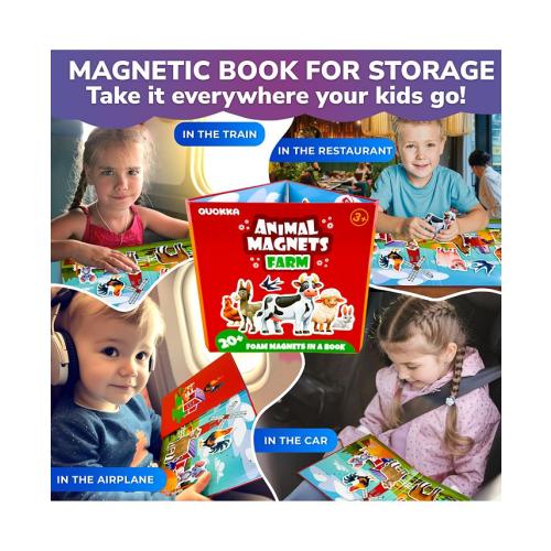 QUOKKA Travel Magnetic Puzzles – 20 Pcs Fun Travel Game Toy for Kids Ages 3-5 - Multi - 20
