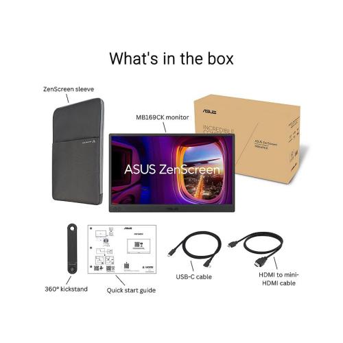 ASUS ZenScreen MB169CK 15.6 16:9 Full HD Portable USB-C IPS LED Monitor