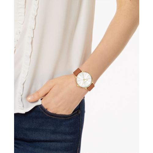 Michael Kors Women's Pyper Luggage Leather Strap Watch 38mm - Gold