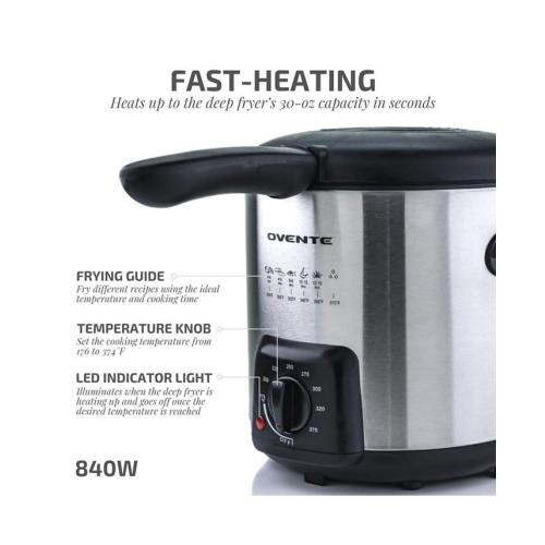 OVENTE Electric Deep Fryer - Gray