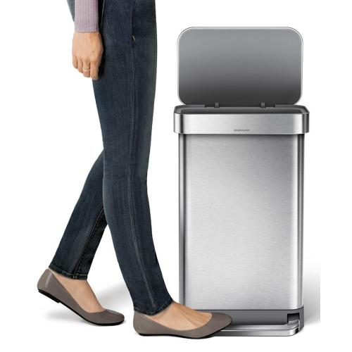 simplehuman Brushed Stainless Steel 45L Step Trash Can  - Silver
