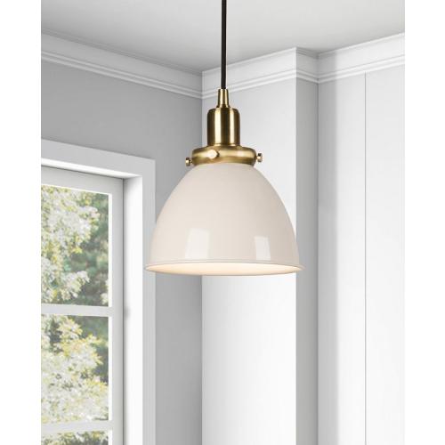 Hudson & Canal Madison 8 Metal Shade Wide Pendant - White