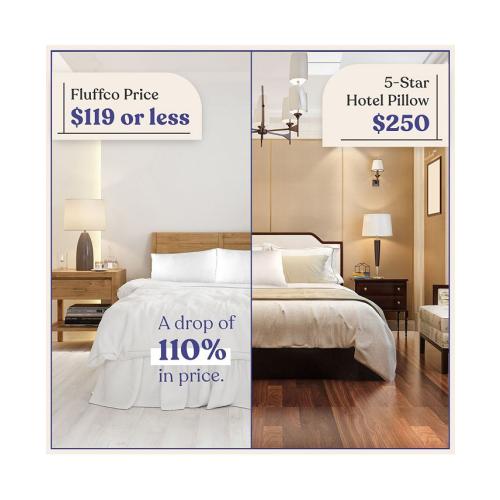 FluffCo Down & Feather Classic Hotel Pillow - King - Soft - White - King