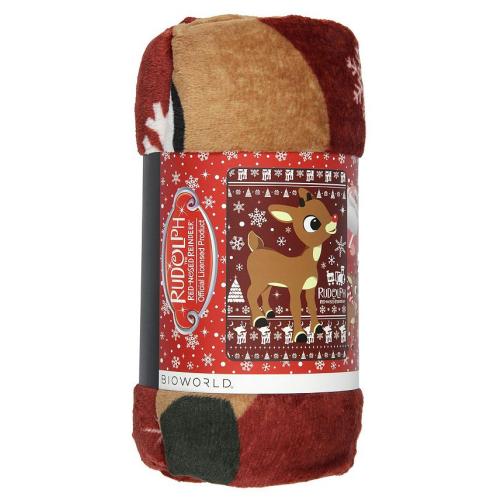 Rudolph The Red-Nosed Reindeer Soft Plush Fleece Throw Blanket 45 x 60 - Red - 50x60