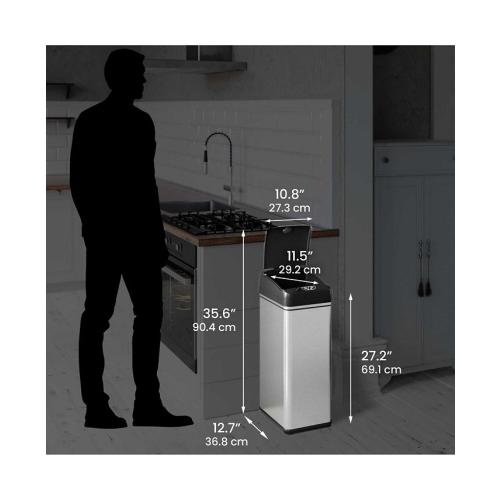 iTouchless Stainless Steel Sensor Trash Can with AbsorbX Odor Filter 13 Gallon Silver - Silver