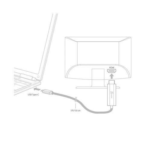 j5create USB Type-C to 4K HDMI Cable, 6ft - Gray