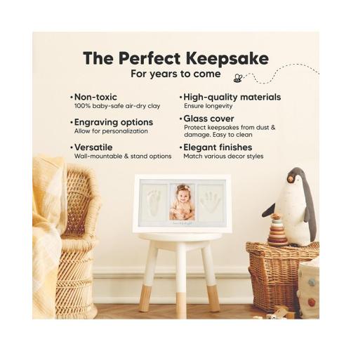 Duo Baby Hand and Footprint Kit, Baby Handprint Kit, Newborn Photo Frame, Baby Keepsake for New Mom - White