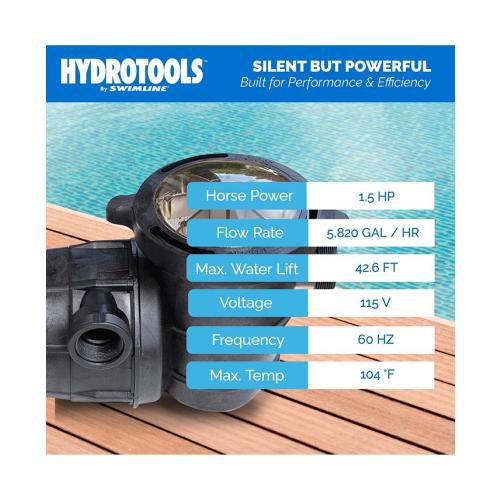 Swimline HydroTools Hydro Flo 1.5 HP 5820 GPH 2 Speed Horizontal Discharge Pump - ONE SIZE