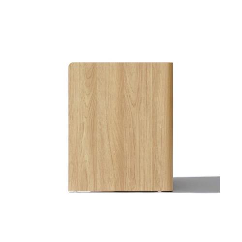 LuxenHome Hazel Oak Nightstand & End Table with Storage, Raised Sides, Faux Marble Top, Durable Manufactured Wood - Brown