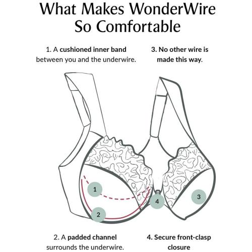 Women's Full Figure Plus Size Wonderwire Front Close Bra 1245 - White
