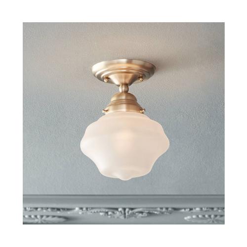 Floating Rustic Farmhouse Ceiling Light Semi Flush-Mount Fixture 7 Wide Brass White Frosted Glass Shade for Bedroom Kitchen Living Room Hallway Dining Bathroom Schoolhouse - Regency Hill - White