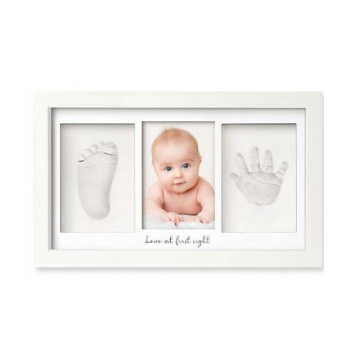 Duo Baby Hand and Footprint Kit, Baby Handprint Kit, Newborn Photo Frame, Baby Keepsake for New Mom - White