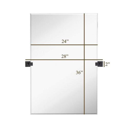 Frameless Wall Mirror with Squared Wall Brackets for Bathroom - Black - 24x36
