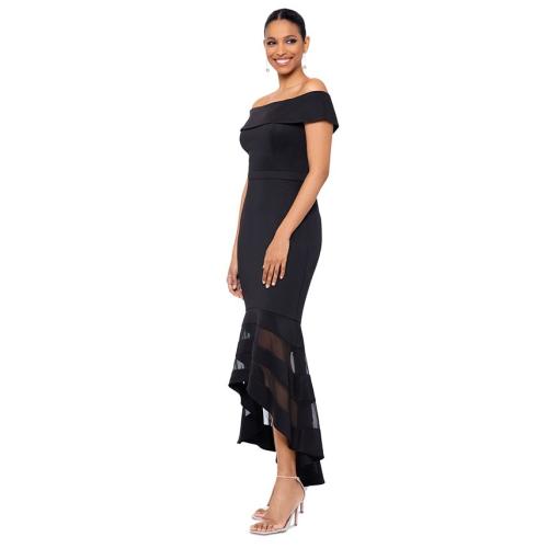 XSCAPE Women's Illusion High-Low Fit & Flare Dress - Black - 14