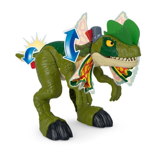 Imaginext Jurassic World Thrash Attack Dilophosaurus Dinosaur Toy with Lights Sounds for Kids - Multi - No Size
