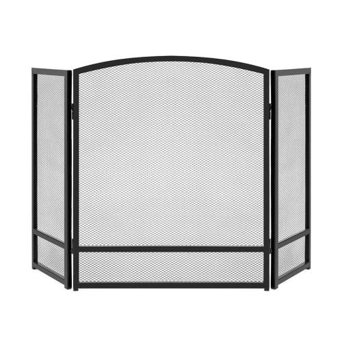 Best Choice Products 47.5x27.25in 3-Panel Steel Mesh Fireplace Screen, Spark Guard w/ Rustic Worn Finish - Black - NO SIZE