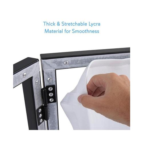 Pyle DJ Booth Facade Screen Cover Scrim Panel, Foldable 4-Panel Steel Frame with Lycra Fabric - White, PDJFAC10 - White