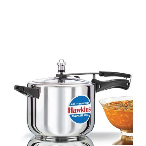 Hawkins Stainless Steel Induction Compatible 5 Liter Pressure Cooker - Silver - No Size