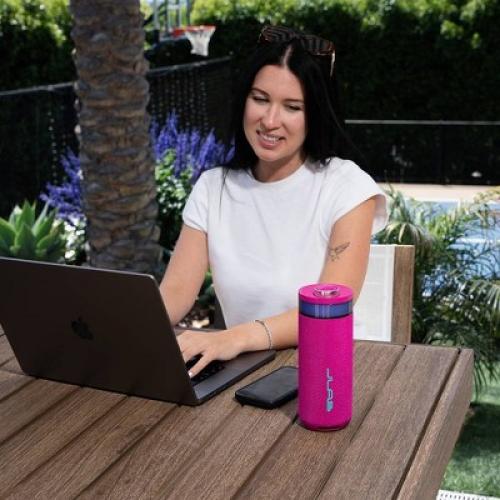 Color Pink JLab Go Party Portable Speaker - Pink: Bluetooth, Waterproof, LED Light, USB-C Charging
