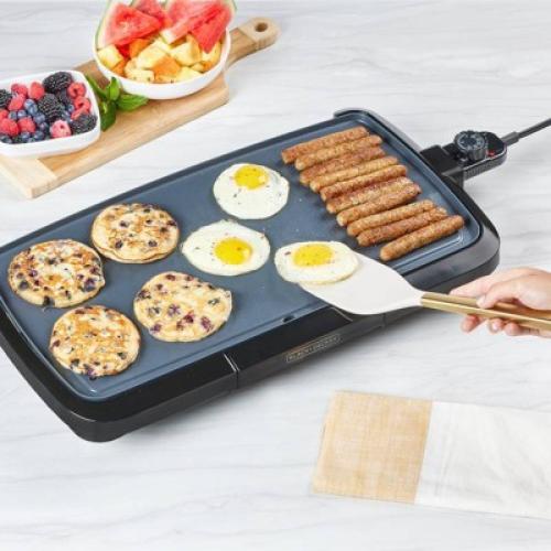 BLACK DECKER 20 Family-Sized Cast Iron Electric Griddle Black: Nonstick, Tabletop, Temperature Control, 1500W